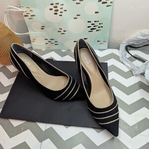 Alfani Black Pointed-Toe 3in Heel with Gold Trim Accents